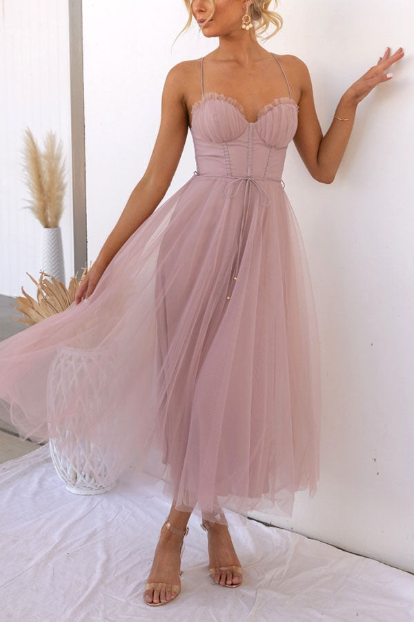 Corset Tulle Cocktail Dress for Women's in Tulle, Sleeveless, Round Ne   SandStone Boutique