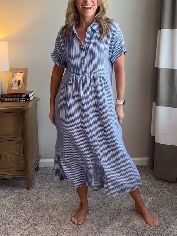 Striped Shirt Dress for Women Soft Lightweight Fabric SandStone Boutique Striped Shirt Dress for Women Soft Lightweight Fabric SandStone Boutique