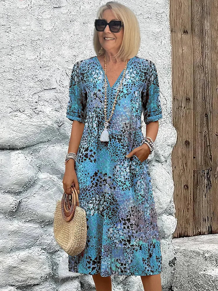 Elegant Dress Women with Vibrant Print & Flowing Silhouette – SandStone  Boutique