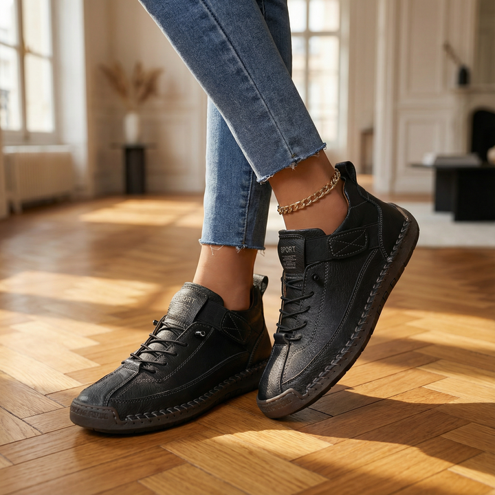 Naisten mukavat vegaaniset nahkaiset nauhalenkkarit