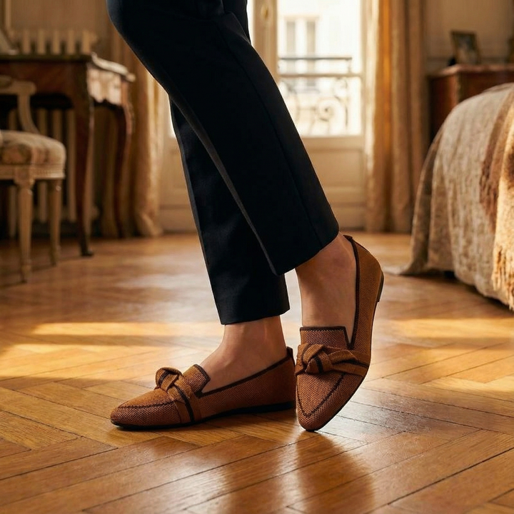 Women’s Cushioned Ballet Flats with Bow Detail