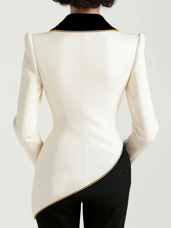 Women’s Asymmetrical Blazer with Contrast Lapel