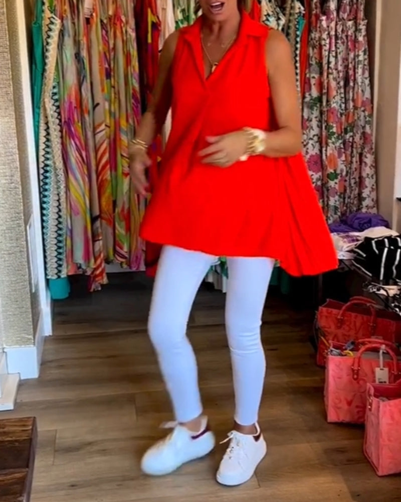 Women’s Sleeveless High-Low Flowy Blouse