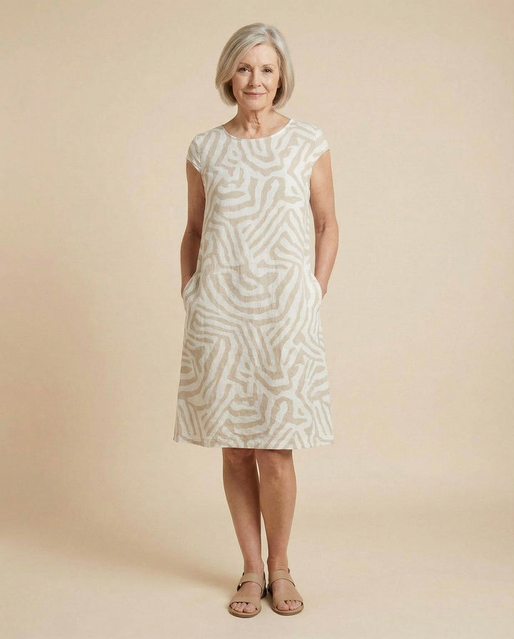 Robe trapèze légère en lin mélangé pour femme, idéale au quotidien