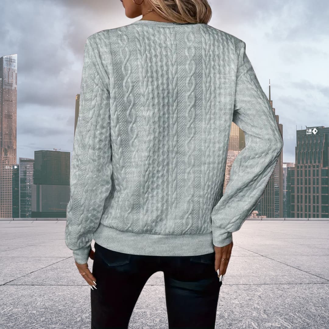 Women's Cozy Cable Knit Zip-Up Sweater