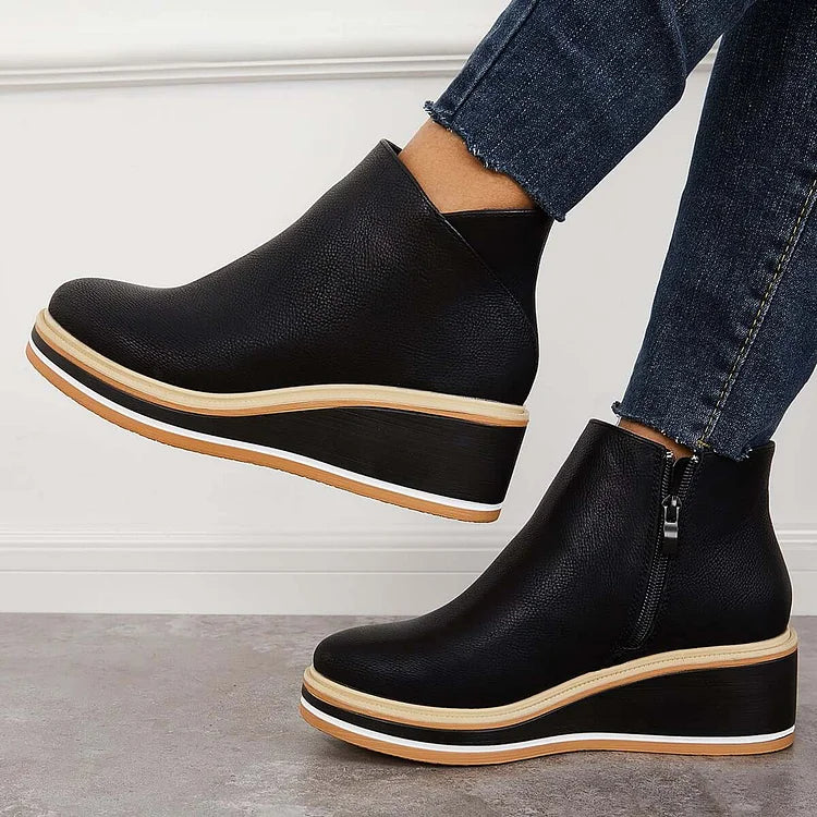 Bottes élégantes doublées de laine femmes cuir léger