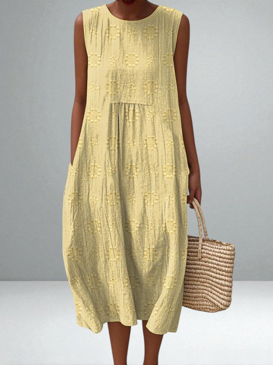 Cotton Pocket Dress for Women Breathable Cotton with Embroidered Details