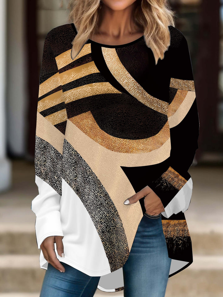 Casual Women’s Shirt with Modern Geometric Print