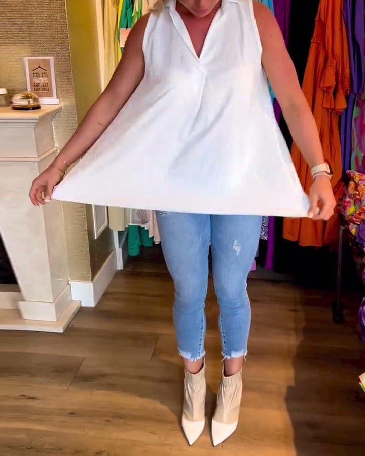 Women’s Sleeveless High-Low Flowy Blouse