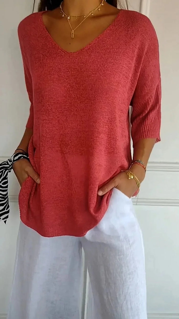 Everyday Comfort Ultra-Soft V-Neck Knit Top