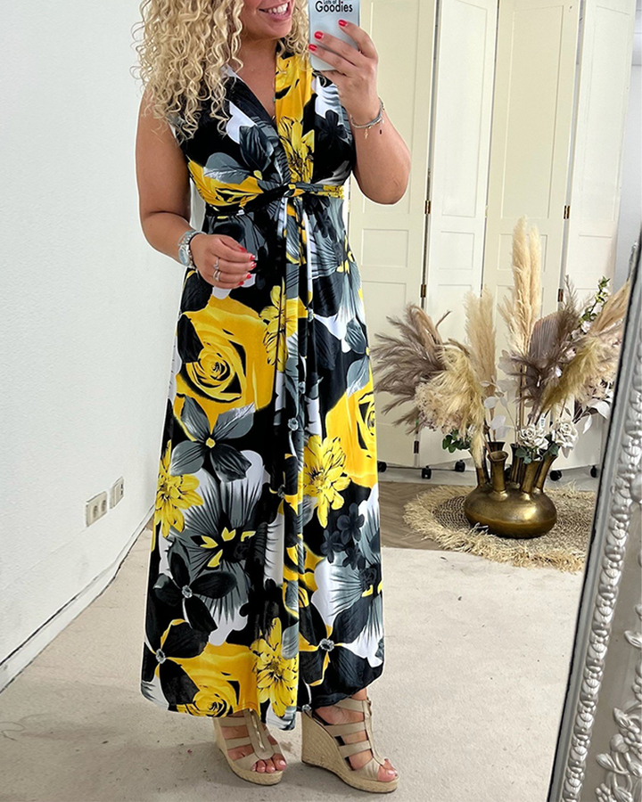 Robe longue élégante à fleurs pour femme