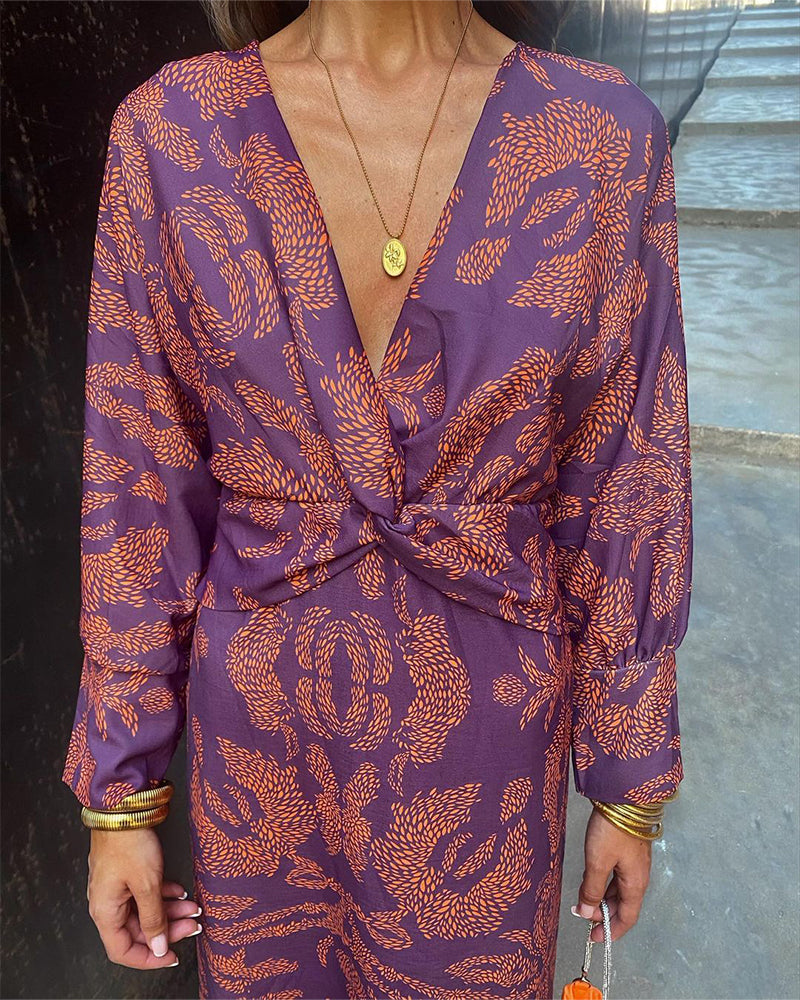 Boho Luxe Robe Portefeuille Casual Chic Mélange
