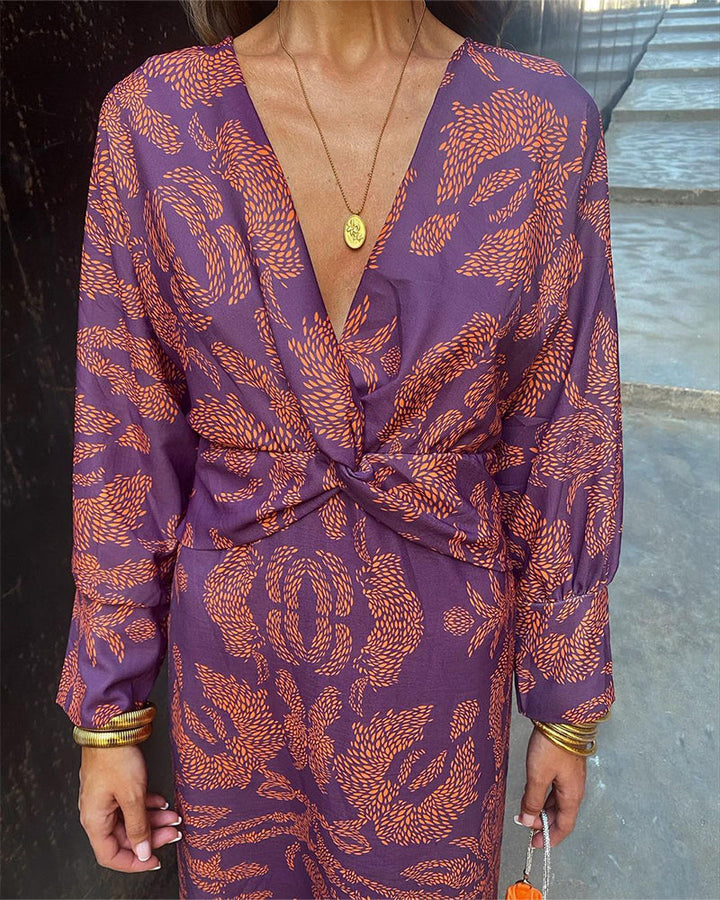 Boho Luxe Robe Portefeuille Casual Chic Mélange