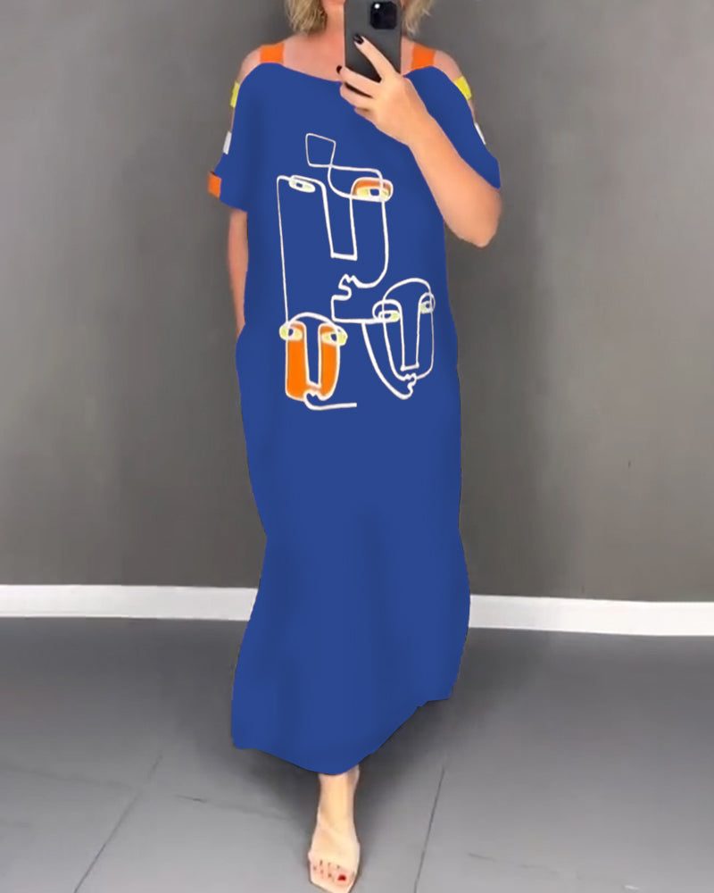 Bequemes schulterfreies Midikleid für Damen