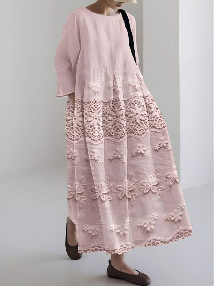Lightweight Women’s Lace Midi Dress with Flowy Feminine Silhouette
