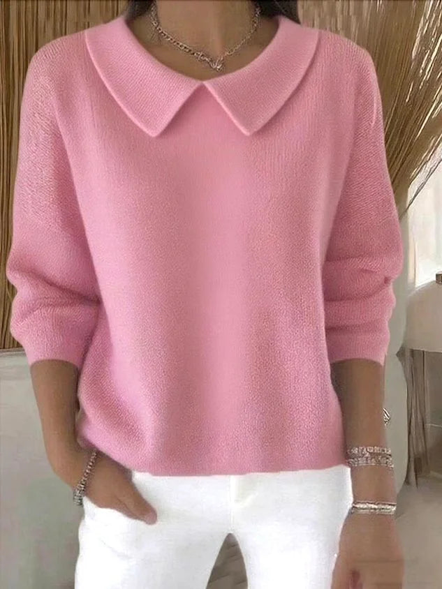 Maglione lavorato a maglia con colletto da donna per il lavoro e l'uso quotidiano