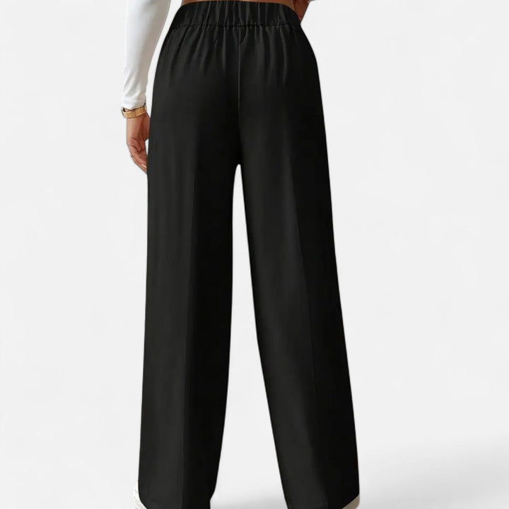 Lifestyle High Waist Wide Leg Pants Women Polyester Blend Button-Detail Refined Silhouette