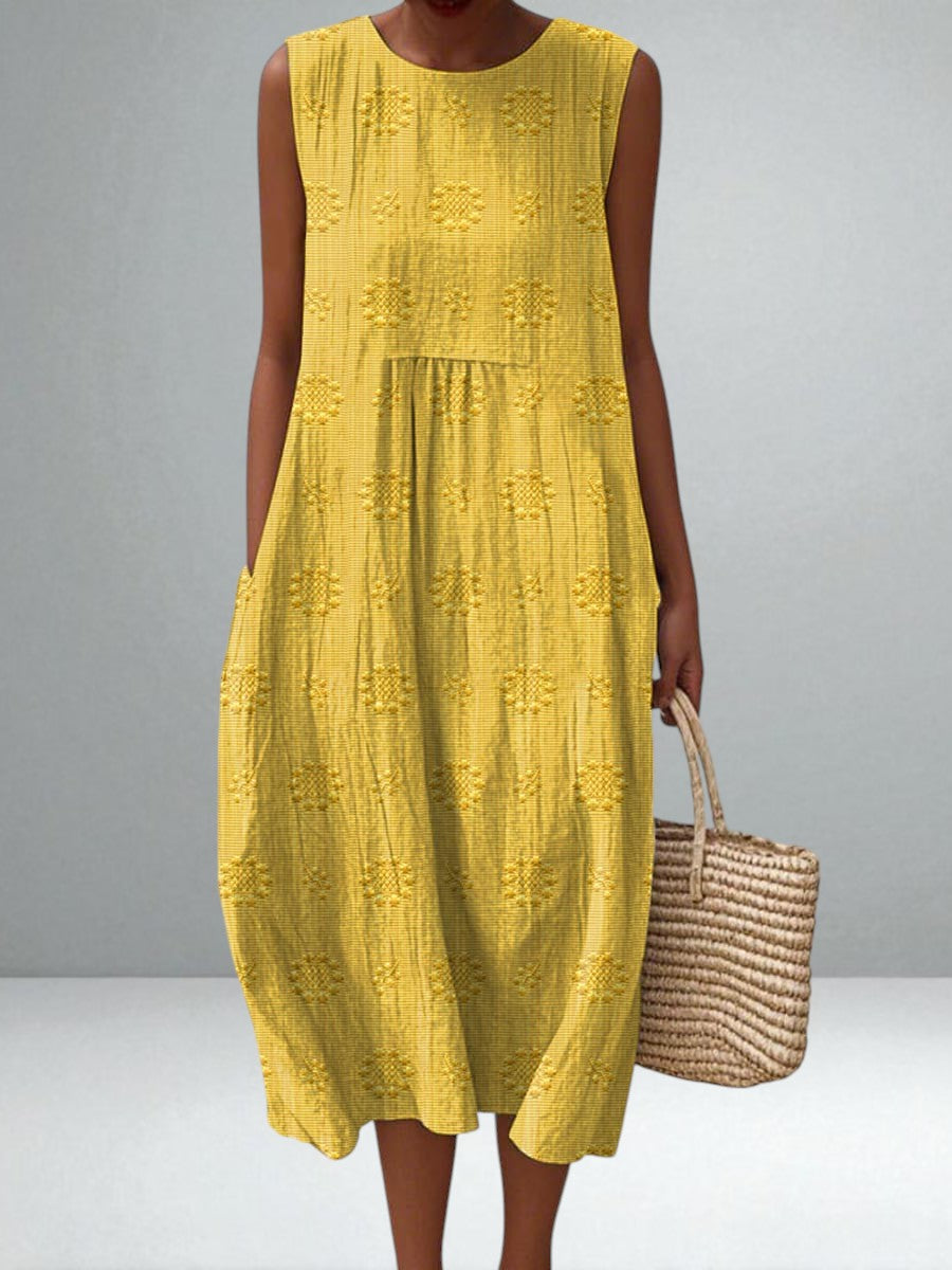 Cotton Pocket Dress for Women Breathable Cotton with Embroidered Details