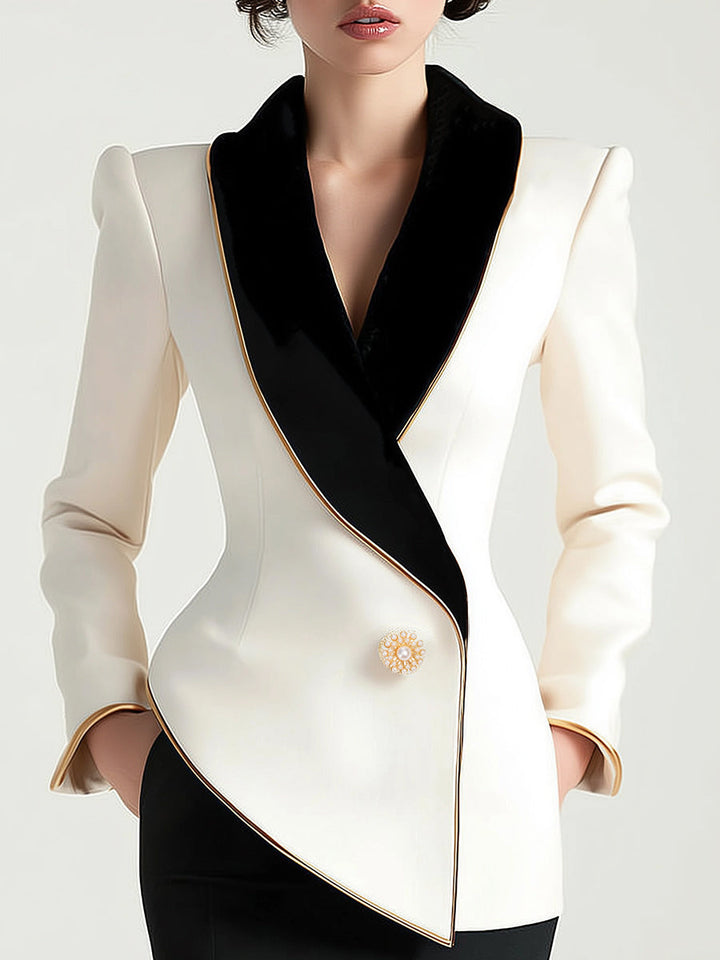 Women’s Asymmetrical Blazer with Contrast Lapel