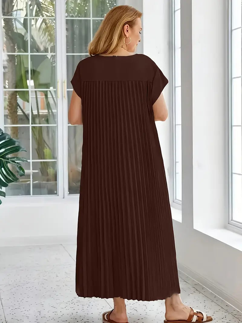 Plissiertes Maxikleid für Damen, leichter Stoff, elegantes und schmeichelhaftes Design
