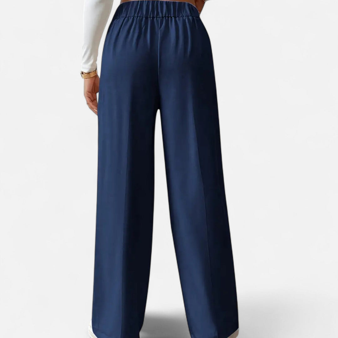 Lifestyle High Waist Wide Leg Pants Women Polyester Blend Button-Detail Refined Silhouette