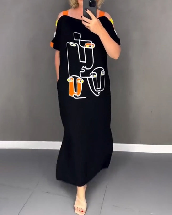 Bequemes schulterfreies Midikleid für Damen