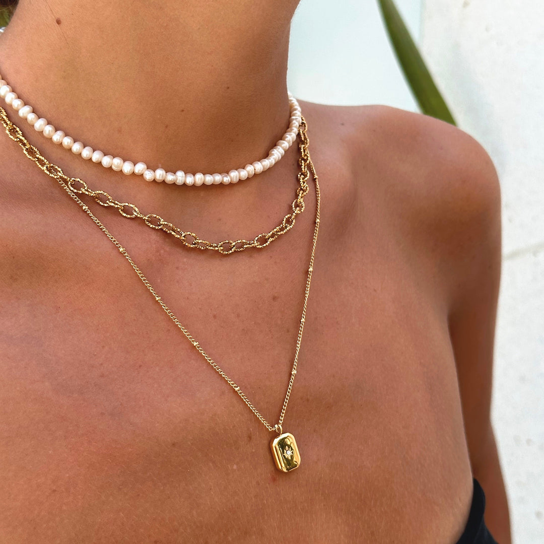 Starlight Necklace Women Zirconia Stone, Waterproof, Hypoallergenic