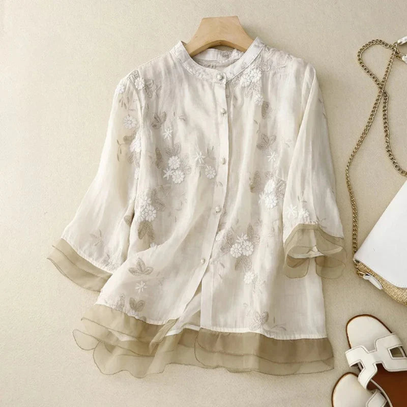 Women’s Embroidered Cotton Breathable Blouse
