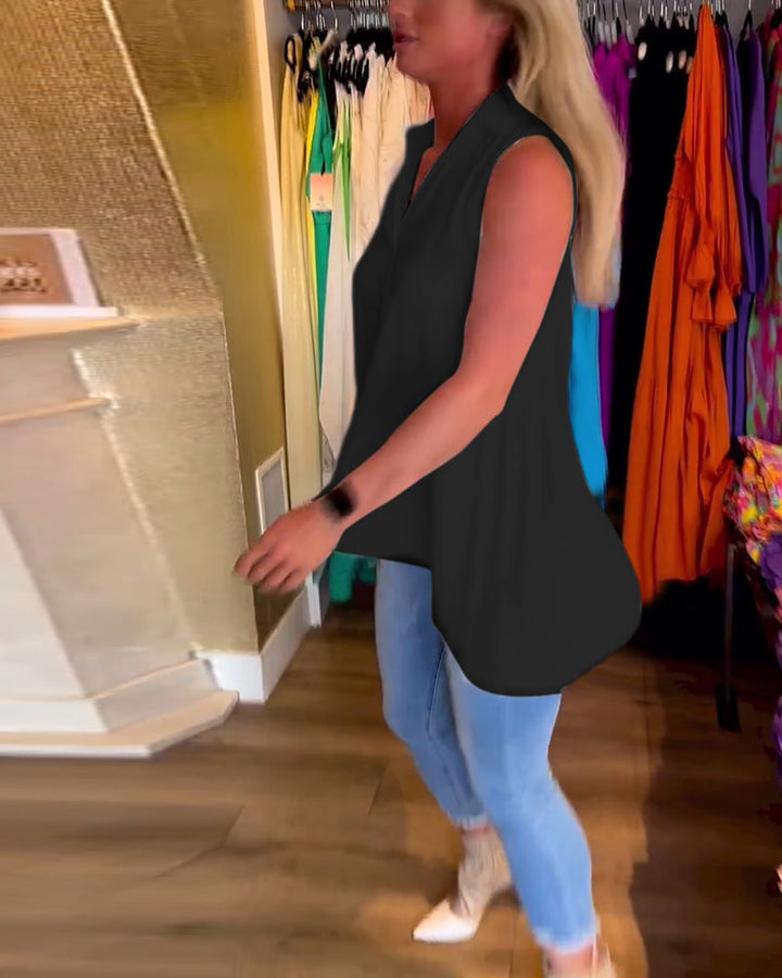 Women’s Sleeveless High-Low Flowy Blouse