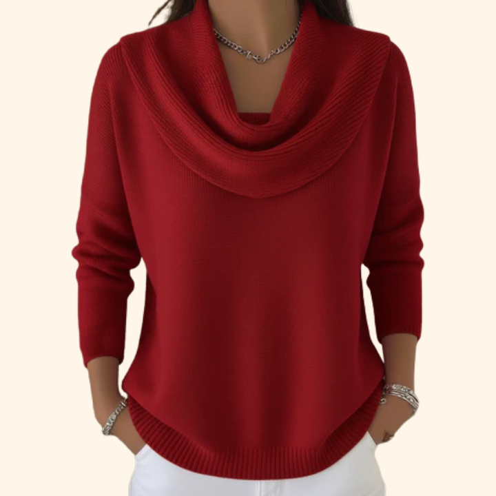 Elegant Comfort Women’s Soft Cowl Neck Knit Sweater