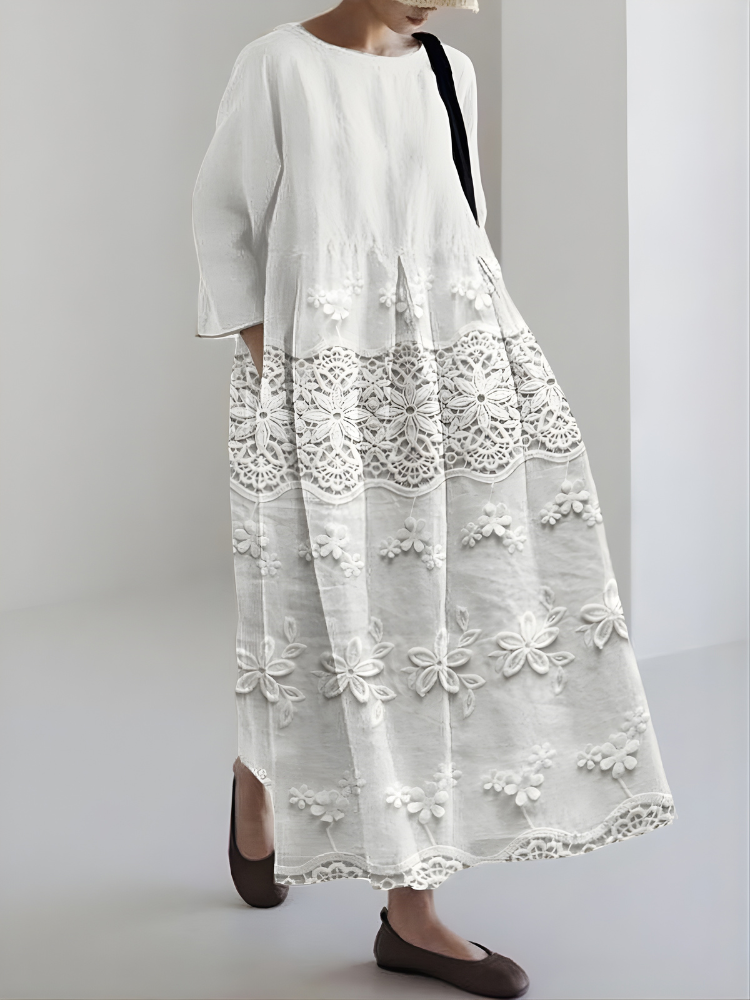 Lightweight Women’s Lace Midi Dress with Flowy Feminine Silhouette