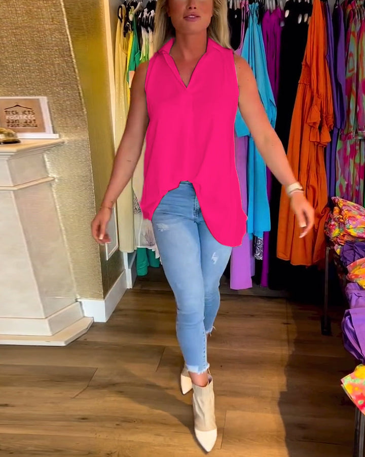 Women’s Sleeveless High-Low Flowy Blouse