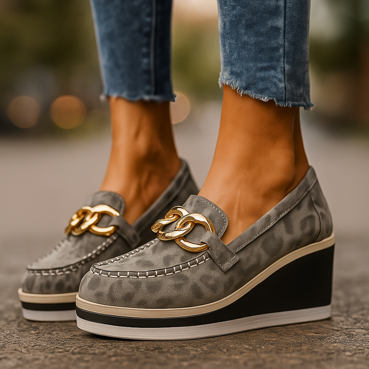 Damskie mokasyny na koturnie na platformie ortopedycznej z amortyzacją