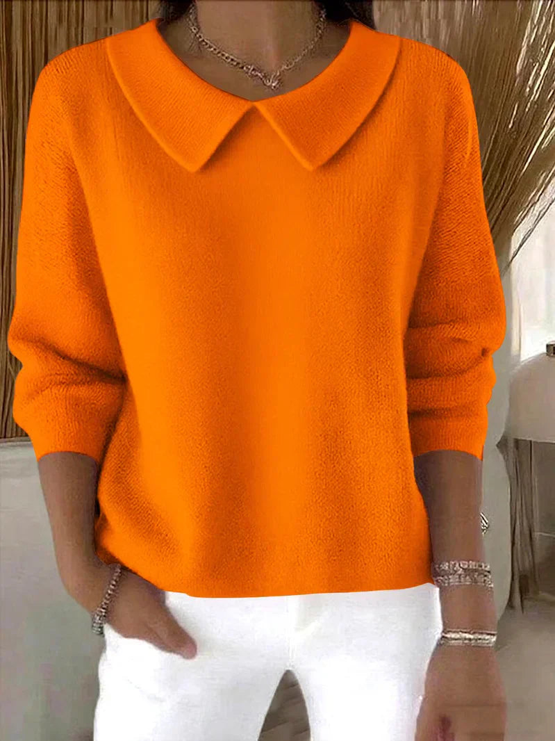 Maglione lavorato a maglia con colletto da donna per il lavoro e l'uso quotidiano