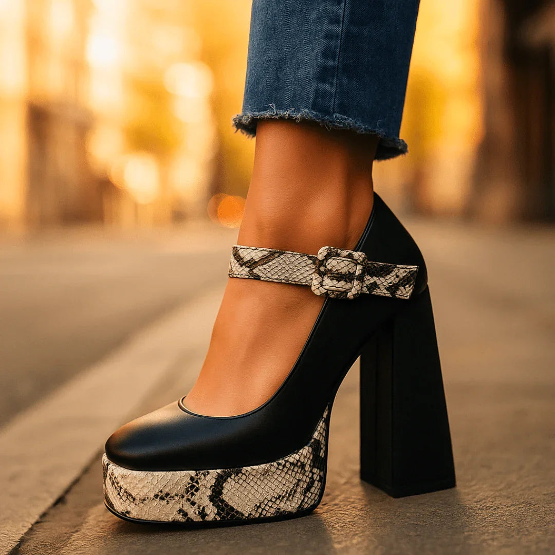 Gepolsterte orthopädische Plateau-Pumps für Damen mit stützendem Blockabsatz