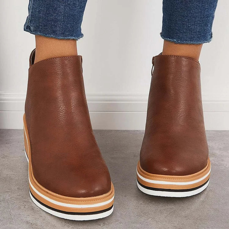 Bottes élégantes doublées de laine femmes cuir léger