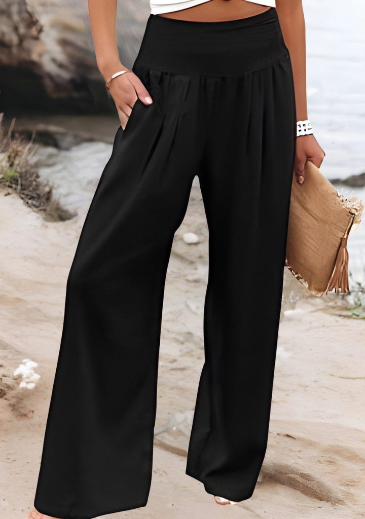 Beach Wide Leg Pants Summer Trousers Women Cotton Blend High Waist Loose Fit