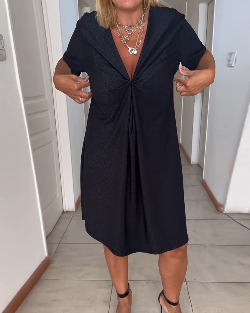 Elegant Twist Front V-Neck Maxi Dress