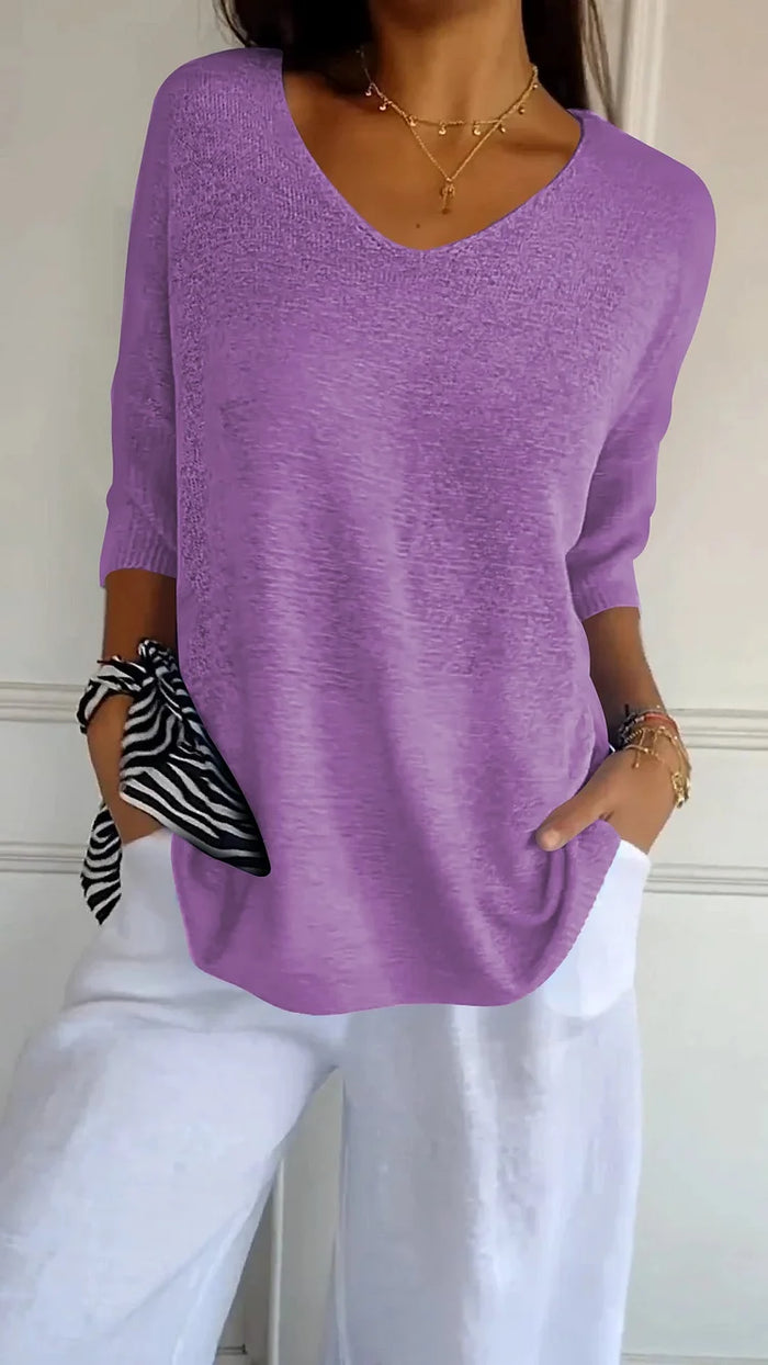 Everyday Comfort Ultra-Soft V-Neck Knit Top