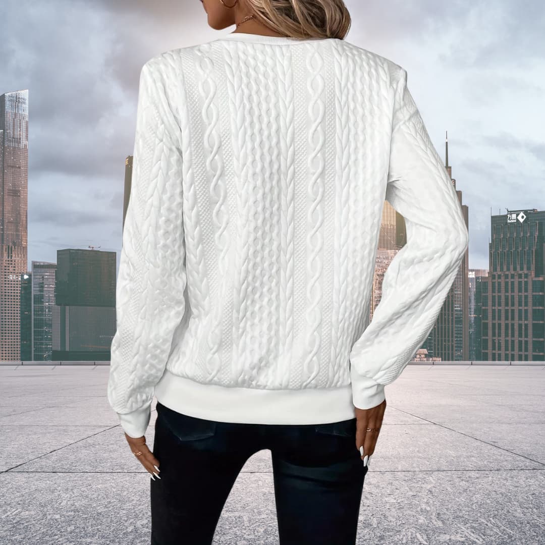Women's Cozy Cable Knit Zip-Up Sweater