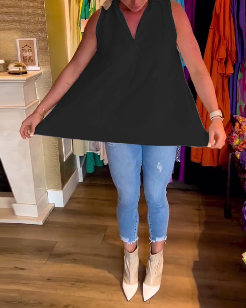 Women’s Sleeveless High-Low Flowy Blouse