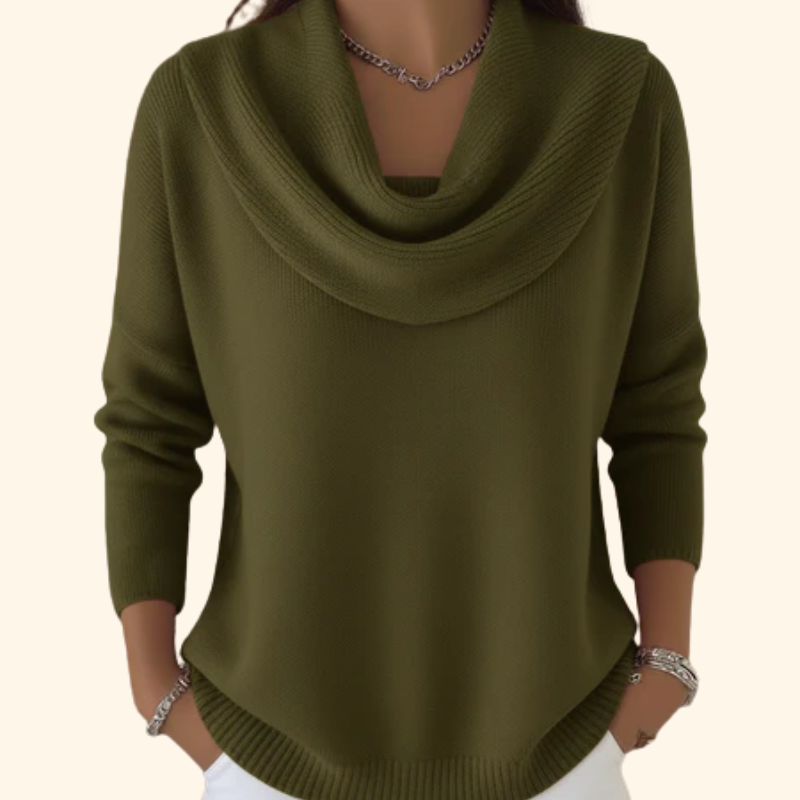 Elegant Comfort Women’s Soft Cowl Neck Knit Sweater