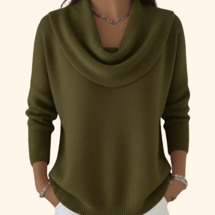 Elegant Comfort Women’s Soft Cowl Neck Knit Sweater