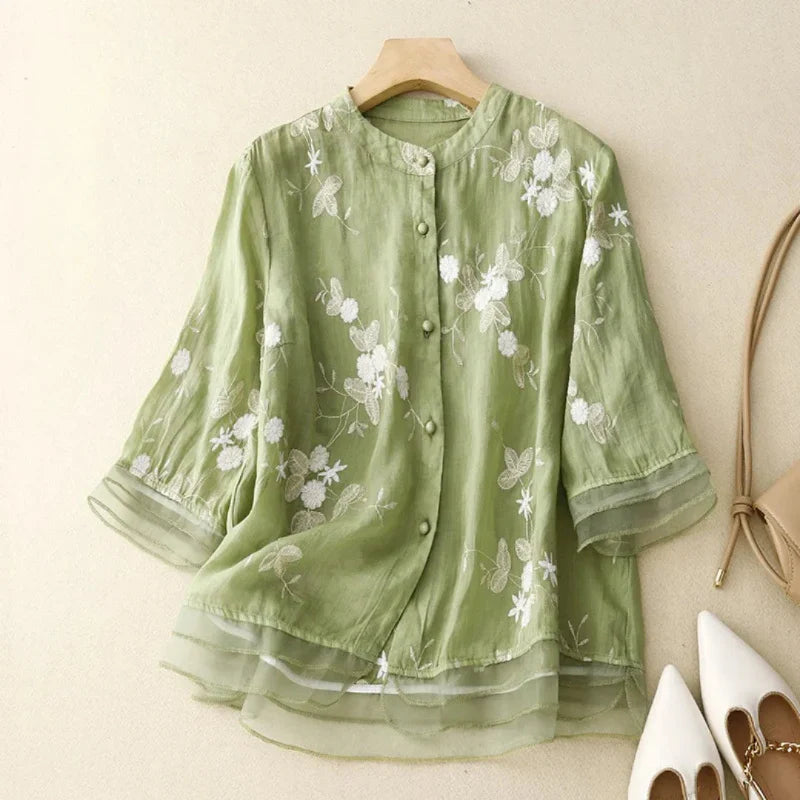 Women’s Embroidered Cotton Breathable Blouse