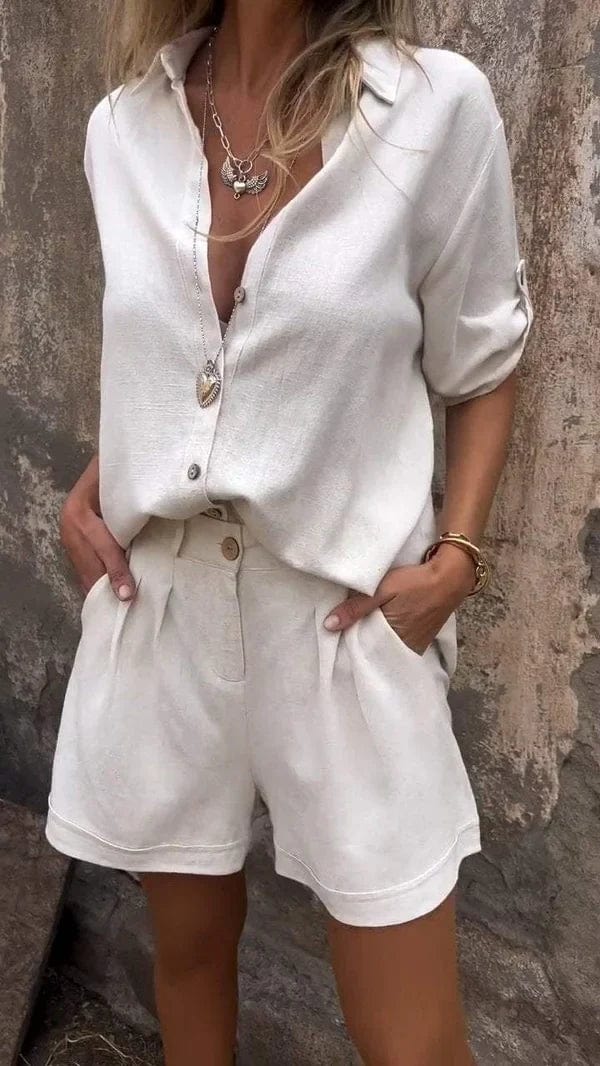 Luxe Breeze Linen Set Summer Outfit Unisex Linen Lightweight Breathable Wrinkle-Free
