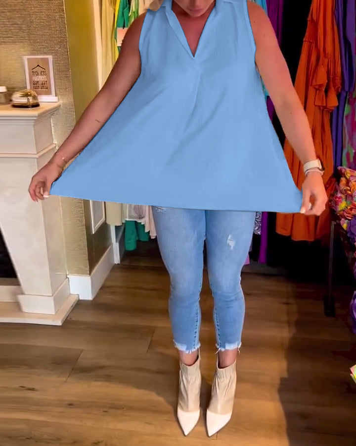 Women’s Sleeveless High-Low Flowy Blouse