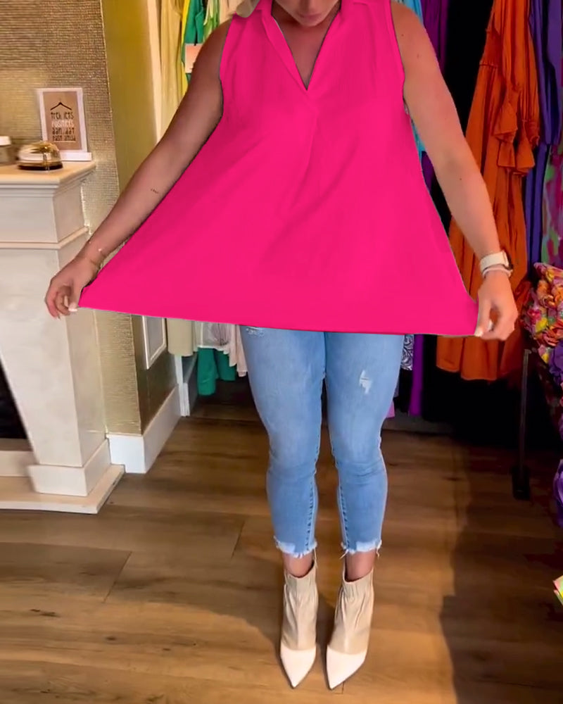 Women’s Sleeveless High-Low Flowy Blouse