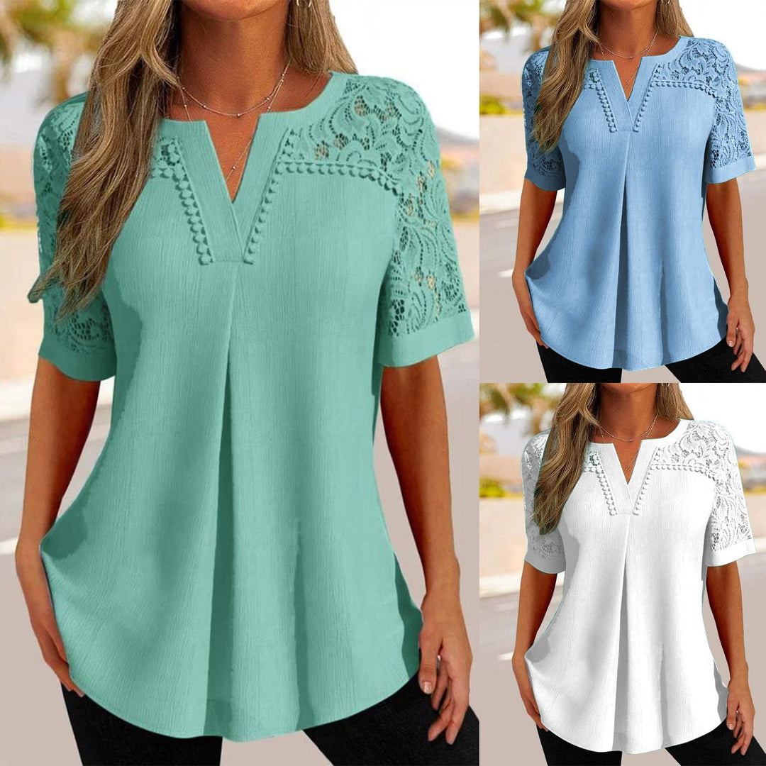 Women's Lightweight Summer Blouse with Lace Sleeves