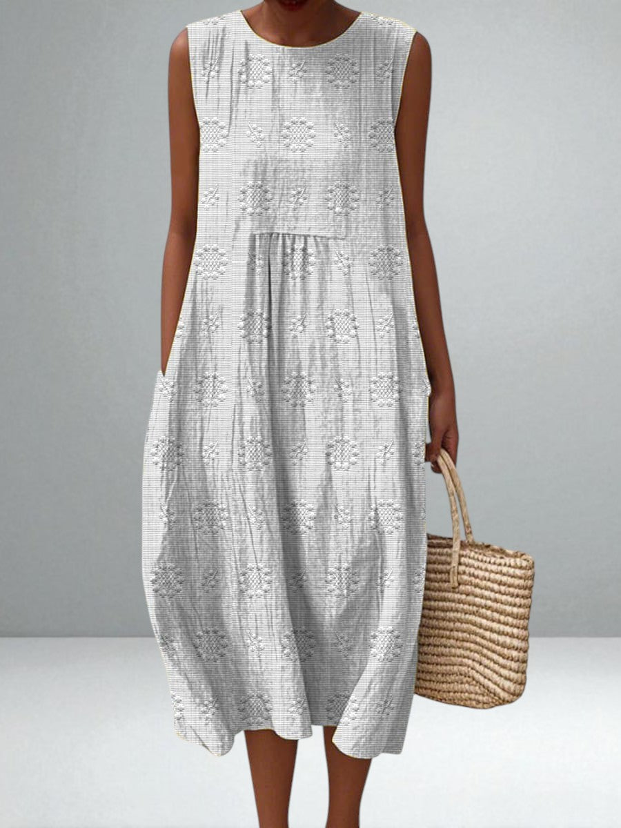 Cotton Pocket Dress for Women Breathable Cotton with Embroidered Details