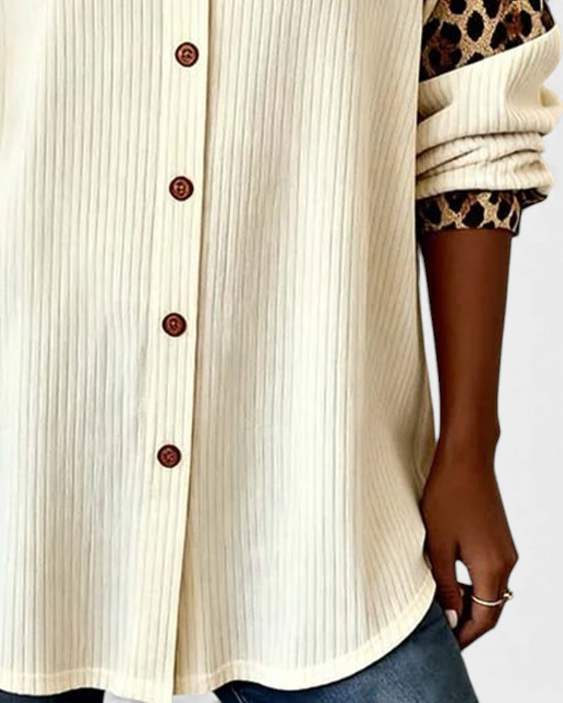 Chemisier boutonné à imprimé léopard doux pour femme